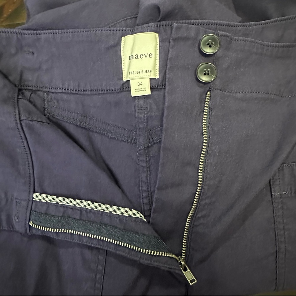 Maeve Anthropologie The Junie  Jean Wide Leg Stretch Pants In Navy Blue Size 34 - Picture 11 of 16